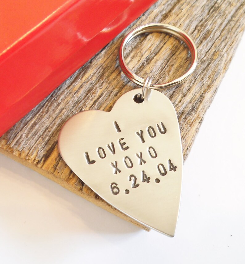 I Love You Keychain With Personalized Date Valentines Day Etsy