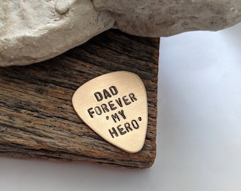 Father's Day Gifts 2023 Personalized Guitar Pick for the Musician Dad Forever My Hero Sentimental Gift New Dad First Fathers Day Music Room