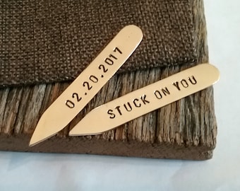 Personalized Collar Stays Custom Collar Stays Valentines Day Gift for Men Birthday Gift for Husband Boyfriend Gift Stuck on You Anniversary