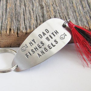 Fathers Day Gift for Son Fishing Lure Keychain Personalized Loss of a Father Memorial Gift Dad Keyring In Memory of Dad Fathers Day Fishing image 2