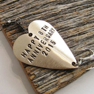 Eighth Anniversary Gift for 8th Wedding Anniversary Bronze Gift for Him Her Personalized Fishing Lure Custom Commitment Birthday Husband Men image 4