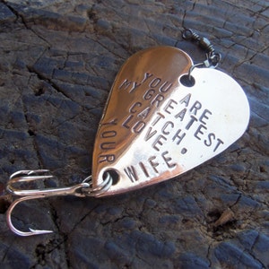 Fishing Personalized Fishing Lure Custom Fish Gift For Husband Mens gift Copper Bronze Heart Anniversary Men Boyfriend Groom Greatest Catch image 4