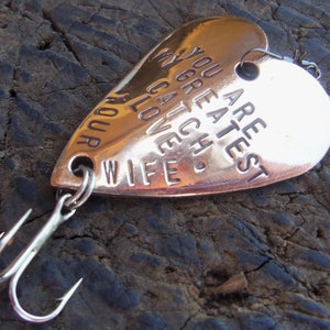 Fishing Personalized Fishing Lure Custom Fish Gift For Husband Mens gift Copper Bronze Heart Anniversary Men Boyfriend Groom Greatest Catch image 5