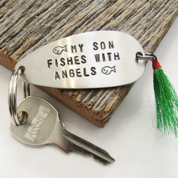 Memorial Gift Son Keychain Personalized Loss of a Son Child Memorial Gift Brother Keychain Children Keepsake In Memory of Son Fishing Boy
