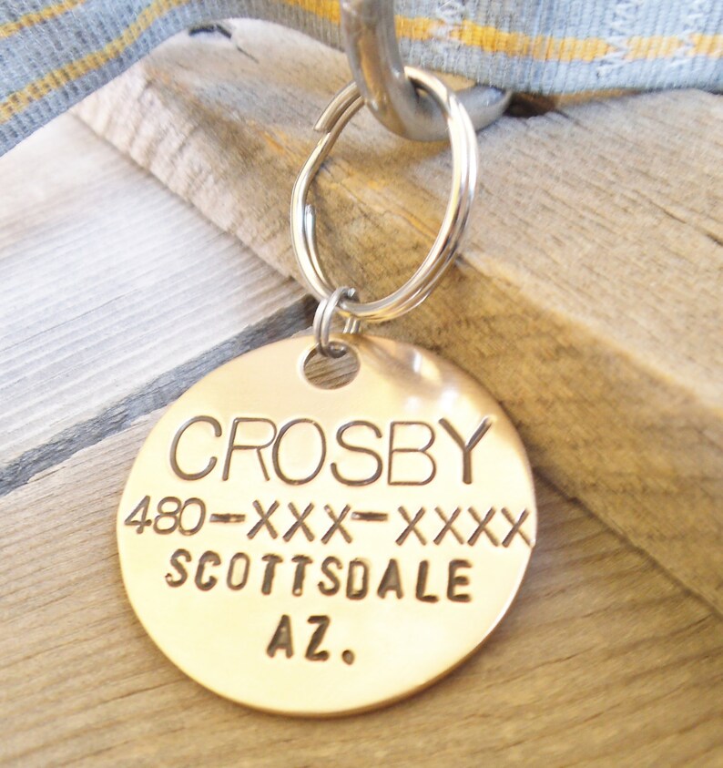 Personalized Pet Tag Custom Dog ID Tag Handstamped Dog Collar Etsy