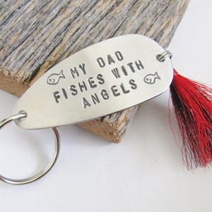 Fathers Day Gift for Son Fishing Lure Keychain Personalized Loss of a Father Memorial Gift Dad Keyring In Memory of Dad Fathers Day Fishing image 3