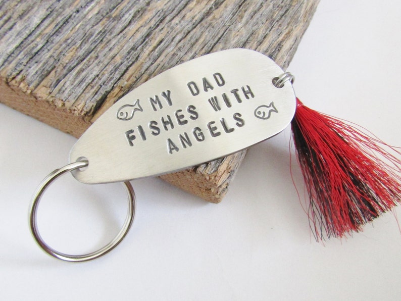 Fathers Day Gift for Son Fishing Lure Keychain Personalized Loss of a Father Memorial Gift Dad Keyring In Memory of Dad Fathers Day Fishing image 3