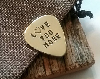 Love You More Guitar Pick I Love You Gift for Girlfriend Handstamped Guitar Pic Long Distance Relationship Stocking Stuffer for Her Couples