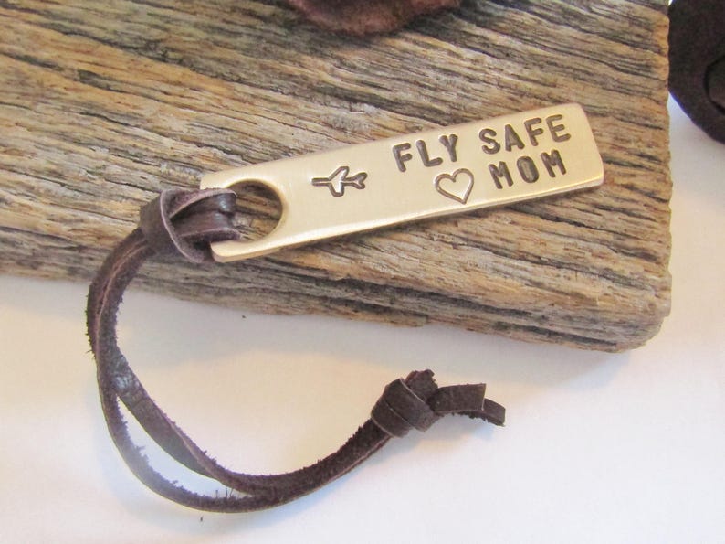 Fly Safe Keychain for Mom Christmas Gift Mom from Son Flight Gift Mother from Daughter Travel Gift for Her Personalized Luggage Bag Tag image 7