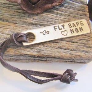 Fly Safe Keychain for Mom Christmas Gift Mom from Son Flight Gift Mother from Daughter Travel Gift for Her Personalized Luggage Bag Tag image 3