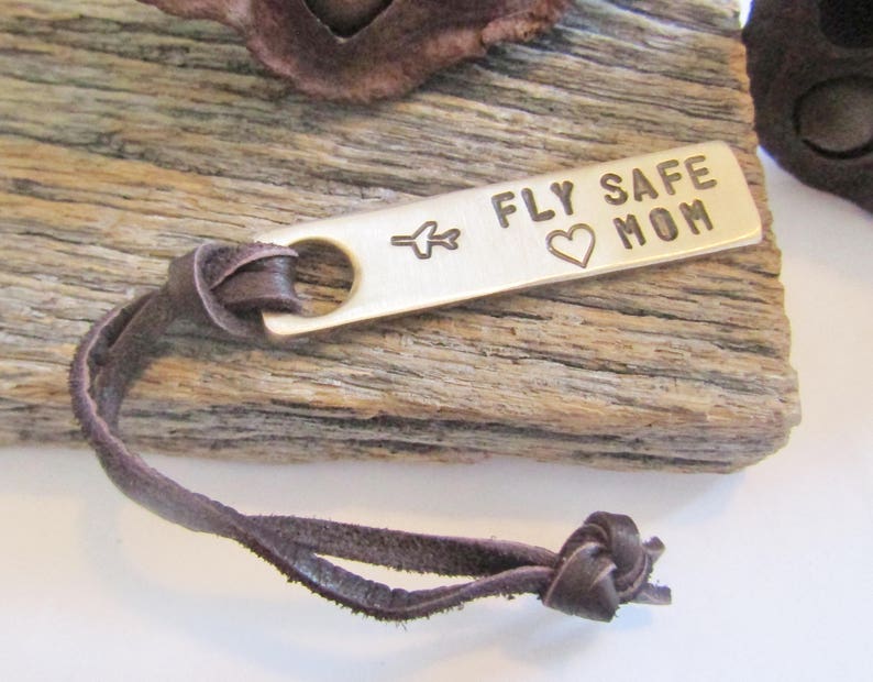 Fly Safe Keychain for Mom Christmas Gift Mom from Son Flight Gift Mother from Daughter Travel Gift for Her Personalized Luggage Bag Tag image 3