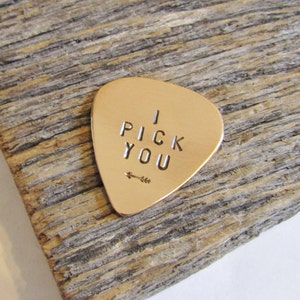 I Pick You Guitar Pick Him Guitar Pick Gift Personalized Guitar Pic Bronze Guitar Pick Silver Guitar Pick Brass Guitar Pick Copper Gift Men image 2