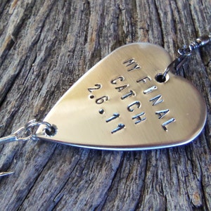 Boyfriend Gift for Men Custom Fishing Lure Handstamped Anniversary Husband Birthday For Him Wedding Day for Groom and Bride My Final Catch image 4