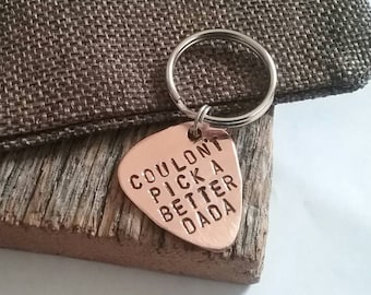 Father's Day Gift Guitar Pick Keychain Birthday Gift Dad Copper Guitar Pick Keyring for Daddy Gift for Dada from Daughter Gift for Men Music