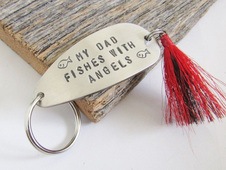 Fathers Day Gift for Son Fishing Lure Keychain Personalized Loss of a Father Memorial Gift Dad Keyring In Memory of Dad Fathers Day Fishing image 5