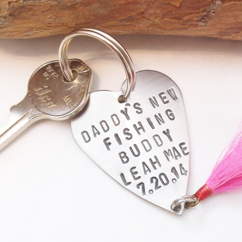 Personalized Fishing Lure Keychain for New Dad Gift for Daddy Etsy