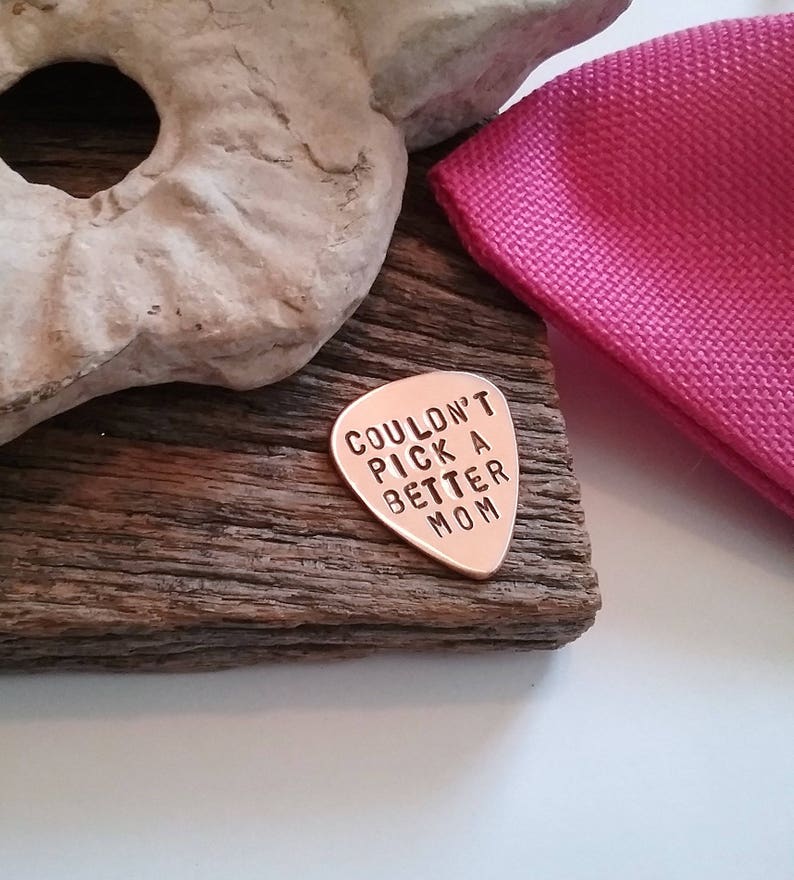 Stamped Guitar Pick Mother's Day Gift Mommy Daughter Gift To Mom from Son Birthday Gift Grandma Custom Guitarist Gift for Stepmom Music Gift image 3