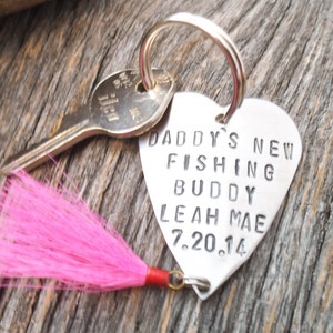 Personalized Fishing Lure Keychain for New Dad Gift for Daddy Stamped ...