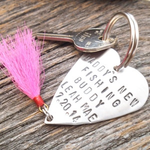 Personalized Fishing Lure Keychain for New Dad Gift for Daddy Stamped ...