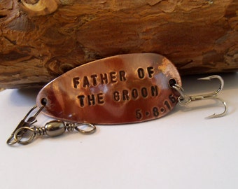 Father of the Groom Fishing Lure Personalized Fathers Gifts for Dad of the Bride Stepfather Stepdad Wedding Gift Father in Law Bride Groom