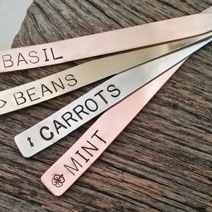 Personalized Garden Markers Hand Stamped Plant Stakes Gift for Gardener Herb Stakes Custom Flower Marker Gardening Gift for Mom Mother's Day
