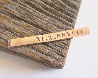 Roman Numeral Tie Clip Groom Gift From Bride Boss Gift Idea Father's Day Dad Boyfriend Gift Anniversary Personalized Wedding Party Tie Bars