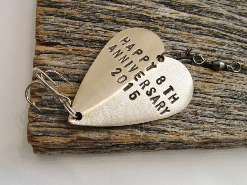 Eighth Anniversary Gift for 8th Wedding Anniversary Bronze Gift for Him Her Personalized Fishing Lure Custom Commitment Birthday Husband Men image 5