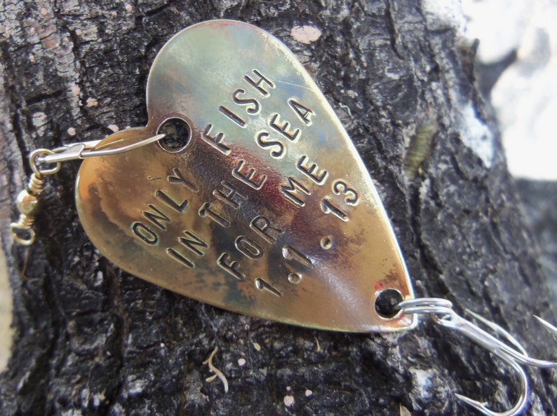 Anniversary Gift for Men Gift for Husband Fishing Custom Fishing Lure Engraved Birthday Beach Ocean Wedding Handstamp Heart Gift Girlfriend