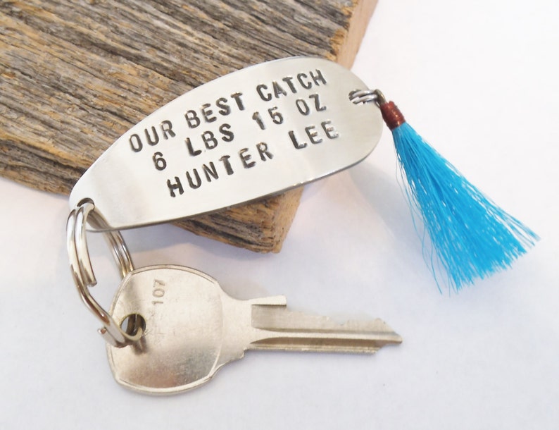 Dad Keychain New Dad Fathers Day Gift from Boy New Daddy Gift Dad Key Chain Father's Day Marine Dad Army Dad Naval Dad Fishing Lure Keychain image 4