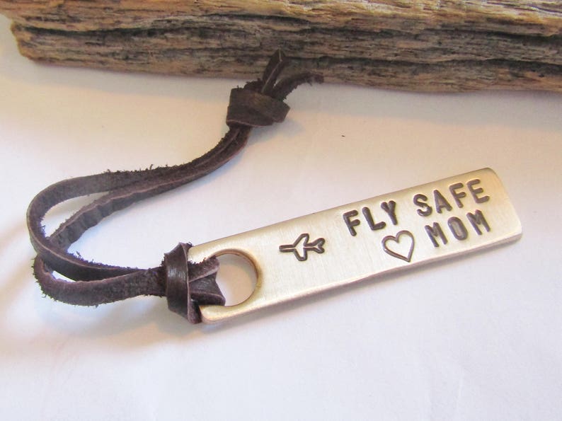 Fly Safe Keychain for Mom Christmas Gift Mom from Son Flight Gift Mother from Daughter Travel Gift for Her Personalized Luggage Bag Tag image 6