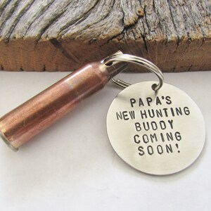 Papa's New Hunting Buddy Coming Soon Keychain for Grandpa Birth Announcement Gift Father's Day Present for Him New Baby Reveal Grandparents image 2