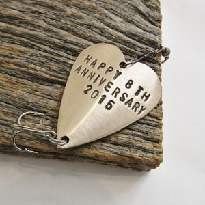 Eighth Anniversary Gift for 8th Wedding Anniversary Bronze Gift for Him Her Personalized Fishing Lure Custom Commitment Birthday Husband Men image 1