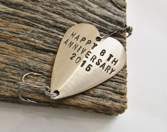 Eighth Anniversary Gift for 8th Wedding Anniversary Bronze Gift for Him Her Personalized Fishing Lure Custom Commitment Birthday Husband Men