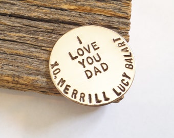 Father's Day Golf Gift for Dad Personalized Golf Tee Marker Mom Mothers Day Custom Ball Marker Bronze Golfer Grandpa Golfing Gift Wife Women