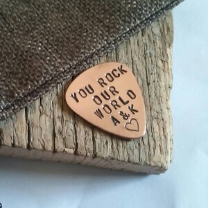 You Rock Our World Guitar Pick Dad Gift Father's Day Papa Anniversary Gift Birthday Gift Men Retirement Gift Personalized Guitar Slide Him image 2