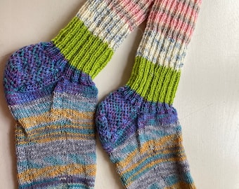 Socken Gr 38 Wollsocken handgestrickt feines Garn Ganzjahres Strümpfe Hausstrümpfe Wollstrümpfe