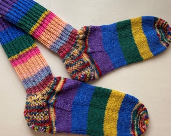 Socken Gr40 Wollsocken handgestrickt feines Garn Ganzjahres Strümpfe Hausstrümpfe Wollstrümpfe