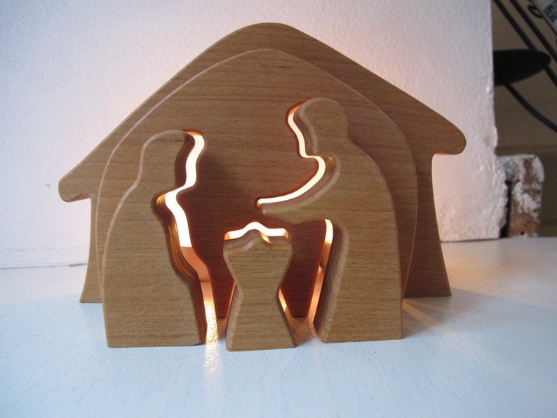 Krippe Holzkrippe Erle Ge lt Klein Wie Ein Puzzle Christmas Etsy