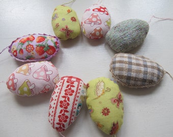 8 Easter eggs hand-stitched from fabric in Retrolook Easter Easter Deco Egg