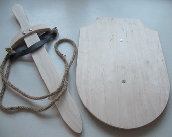 DIY Ritterset Holzschwert Schild zum bemalen 45cm