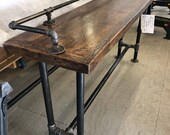Industrial Black Pipe Reclaimed Wood Table - Reclaimed Industrial Furniture - Sofa Table