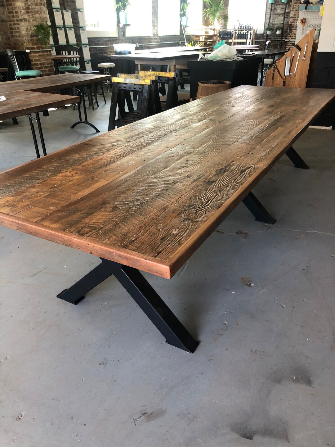 Reclaimed Wood Dining Table large Family Table 10 Foot Table Modern