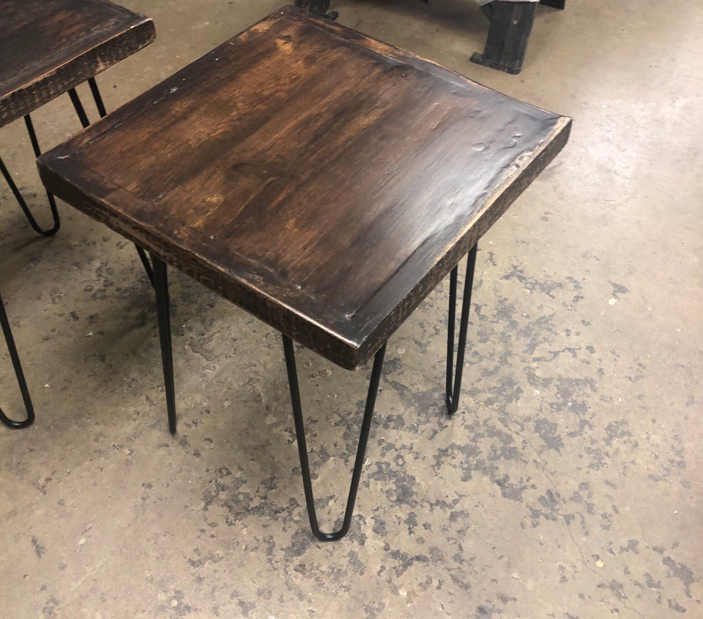 End table rustic dark brown reclaimed wood accent table Etsy