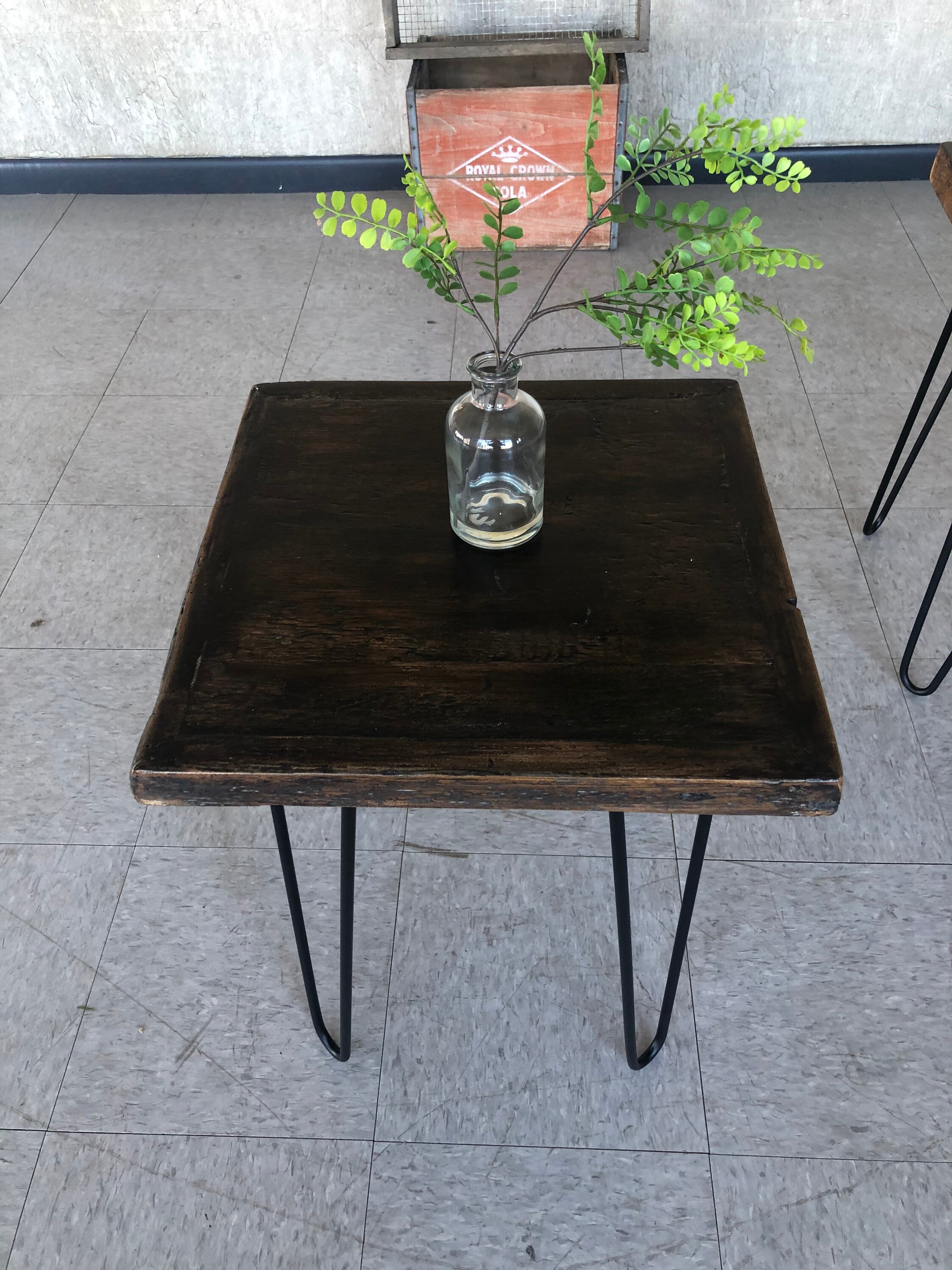 End table rustic dark brown reclaimed wood accent table Etsy
