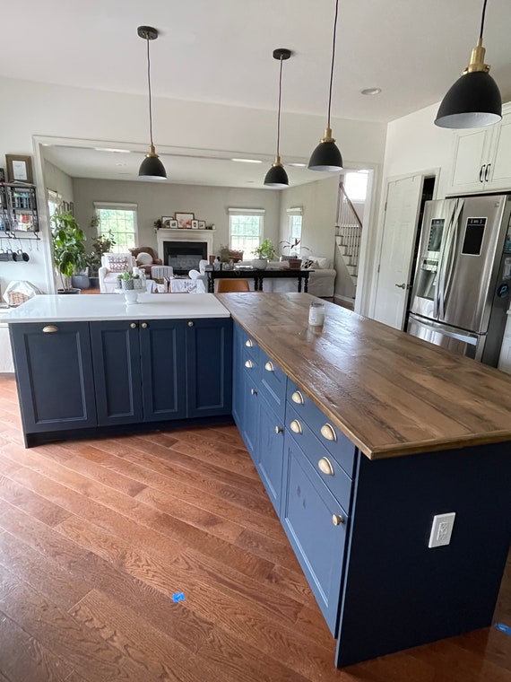Kitchen Island Counter Top Reclaimed Pine Kitchen Island Counter Top Reclaimed, Blue Kitchen Island With Butcher Block Top