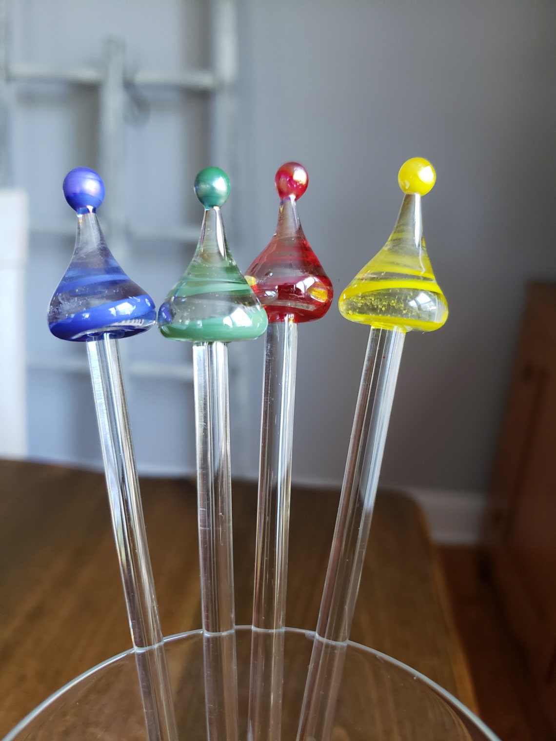 Set 4 Vintage Murano Glass Cocktail Stirrers Swizzle Sticks Etsy
