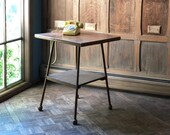 Antique Side Table, Primitive Handmade Table, Mid Century Bistro Table, Vintage Side Table
