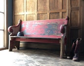 Antique Church Pew, Farmhouse Bench, Primitive Entryway Bench, Wooden Church Bench, Theater Seats, Red Bench