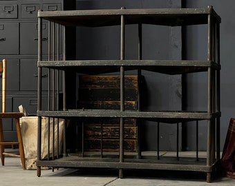 Antique Material Rack Shelving, Super Heavy Duty Cast Iron Factory Shelf, Industrial Shelving, Metal Shelving Unit