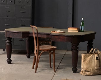 Antique Poker Table, Antique Gaming Table, Antique Wood Desk With Drawers, Antique Felt Top Table